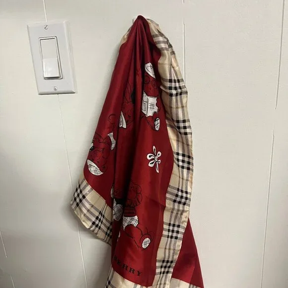 Burberry Bears and Check Silk Scarf - Picture 2 of 6